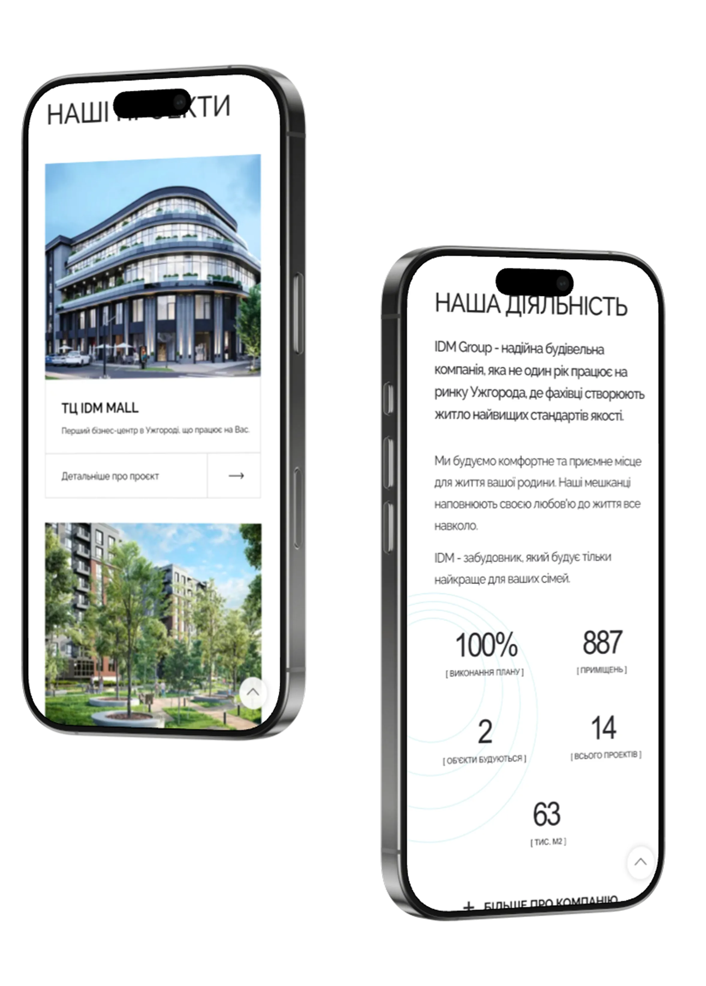 Сайт IDM Group — скріншот мобільної версії 2